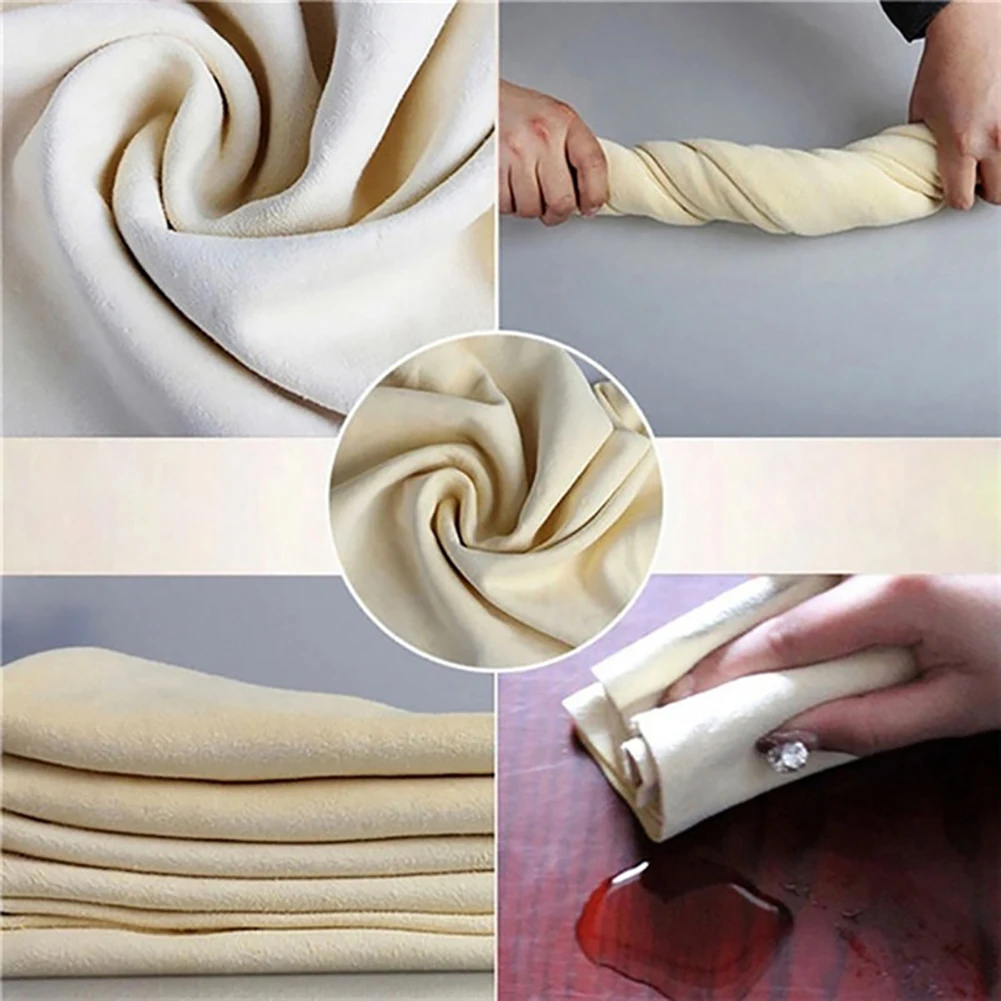 Natural Chamois Leather Car Cleaning Cloth  Body Window Washing Towel Cleaning ClothGenuine Leather Wash Suede Absorbent Quick