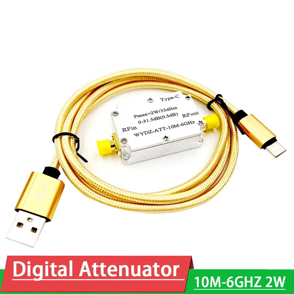 ATT 10M-6GHZ 2W Digital attenuator step 0.5DB 0-31.5 CNC range FOR HAM radio Amplifier Receiver IF Frequency TYPE-C power