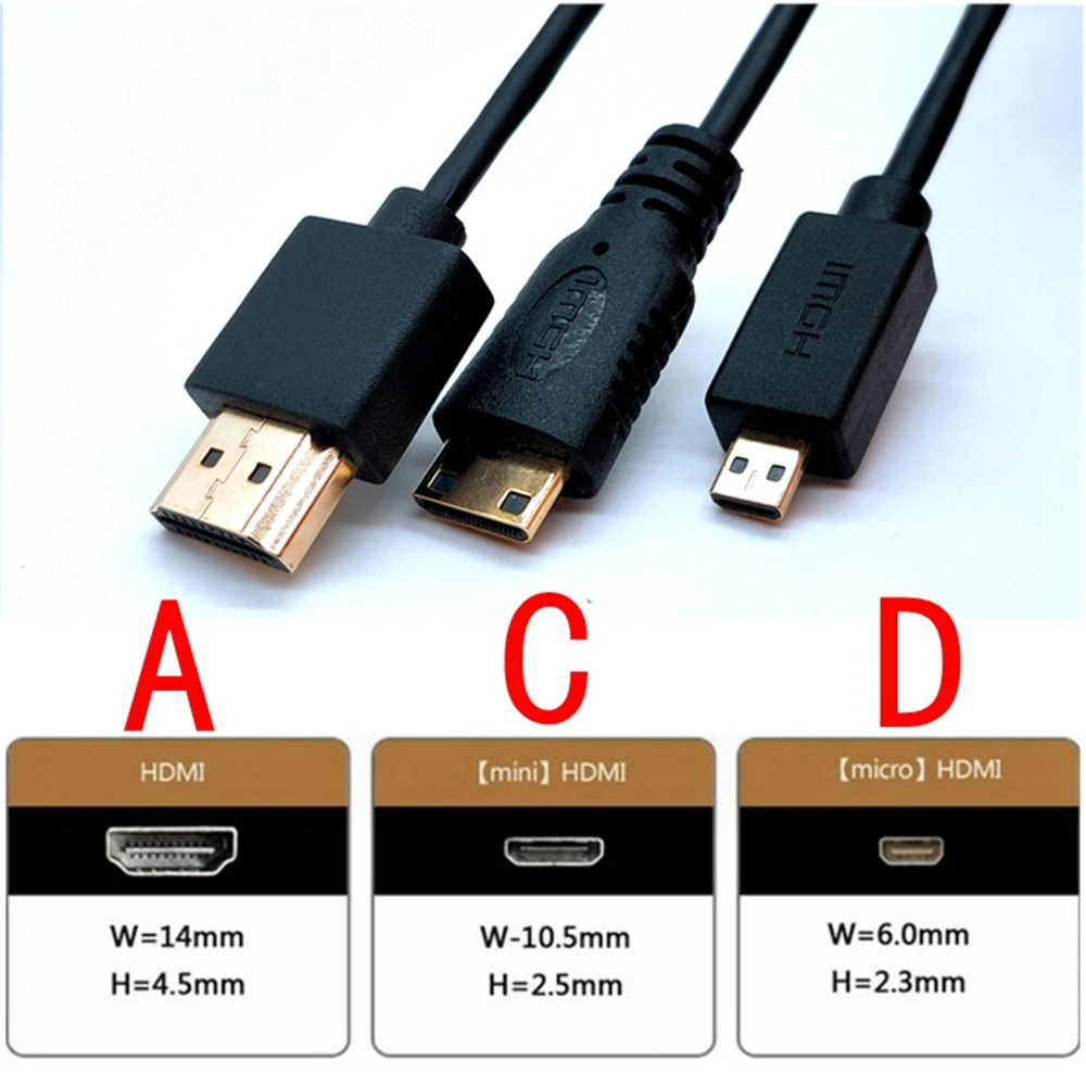 OD 3.2mm Super Soft HD-2.0 Male to Micro Mini HD-Compatible Male Thin Cable 4k hd @ 60hz Light-weight Portable 30cm / 60cm /
