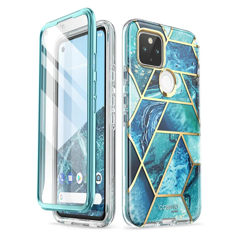 For Google Pixel 5 Case (2020 Release) I-BLASON Cosmo Full-Body Glitter Marble Bumper Case Cover with Built-in Screen Protector