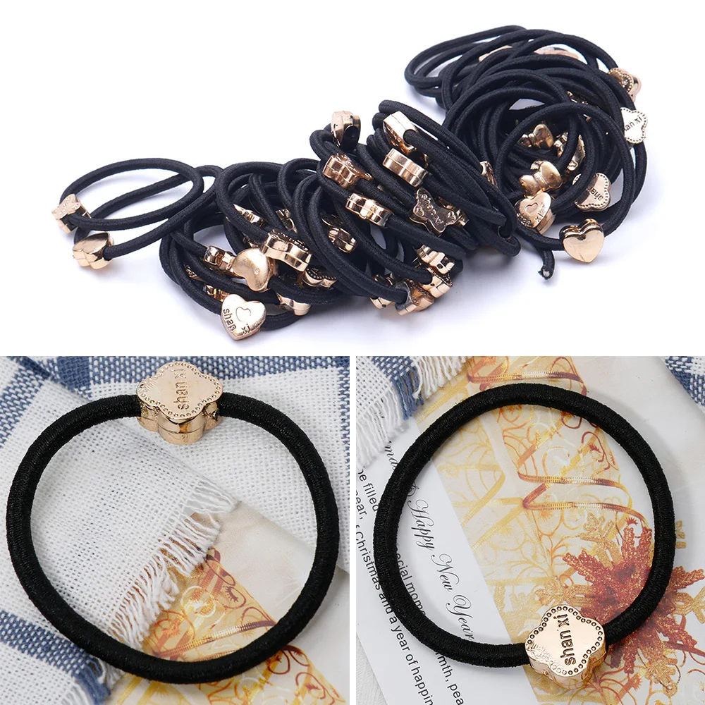 

30PCS/Set Women Girls Black Basic Hair Rope Simple Solid Colors Elastic Headband Ponytail Holder Hair Accessories