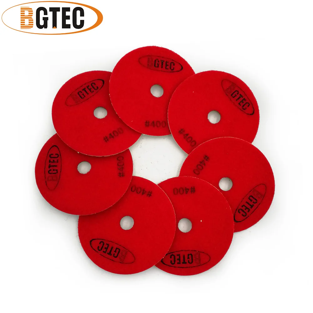 BGTEC-almohadillas de pulido profesionales, disco de pulido flexible de diamante húmedo de 4 pulgadas, 7 piezas, #400, 100mm, para pulir granito, mármol, cerami