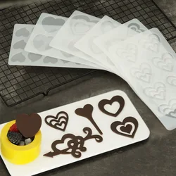 DIY Cake Topper Chocolate Mold Hollow Out Heart Shape Silicone Mould Sundae Cupcake Decorating Tool For DIY Dessert Garnish