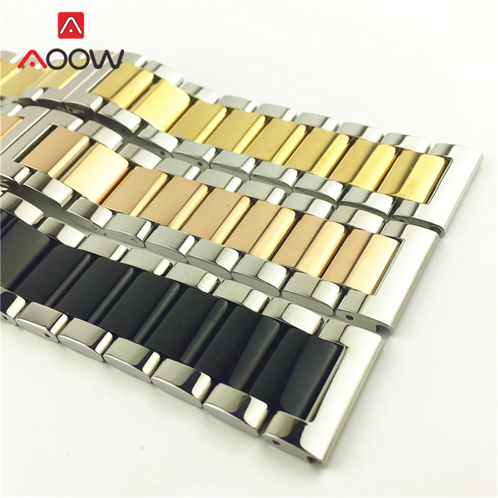 Polished Stainless Steel Metal Watchband 16 18 20mm 22mm 24mm 26mm Butterfly Buckle Quick Release Solid Strap Band Bracelet