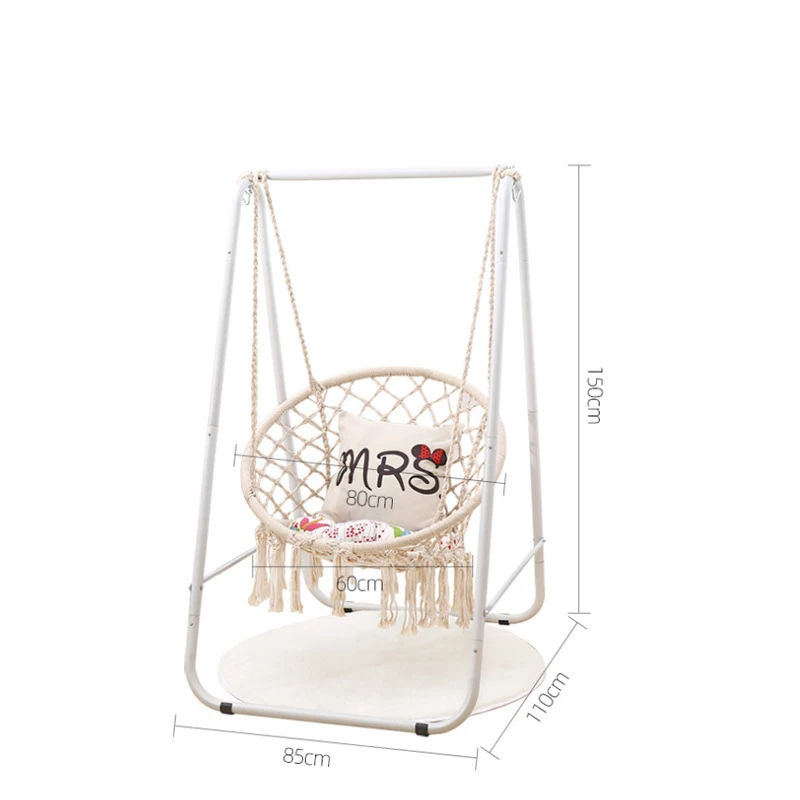 Cotton Rope Hanging Chair For Adults And Children Round Household Swing Hammock Nordic Style Indoor Hanging Chair With Stand