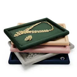 Jewelry Tray Show Stand Shop Organizer For Necklace Bracelet Long Chain Velvet Solid Color Jewelry Display Tray