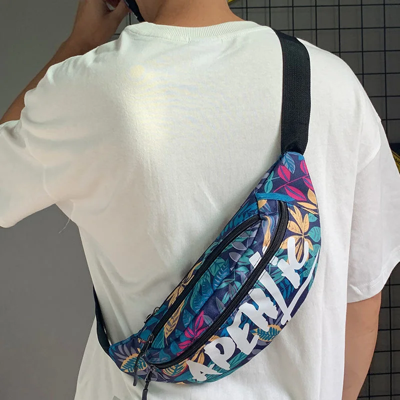 2023 Canvas Print Crossbody Chest Waist Men Bags Banana Sling Bag Fanny Pack For Women Banane Sac Pochete Bolsos Sacoche Homme