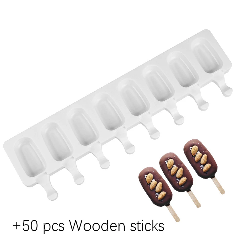 8-gaats siliconen ijsvorm Magnum siliconen mal DIY vruchtensap Ice Pop Cube Maker ijsbakje ijslollyvorm bakken accessoire