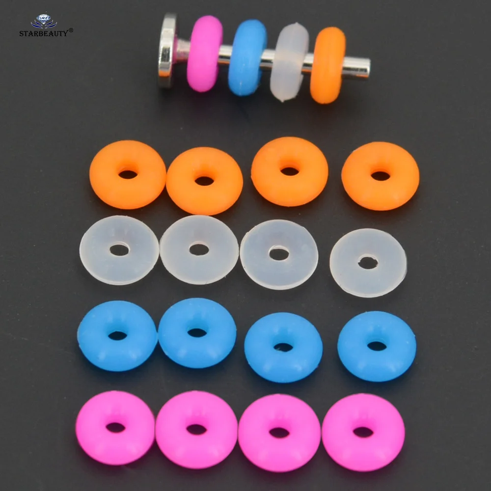 Multicolor 4x1mm DIY Soft Silicone Rings Spacers for 14G/16G/18G Piercing Bar Circle Hoop Gasket Healing Ear Jewelry Accessories