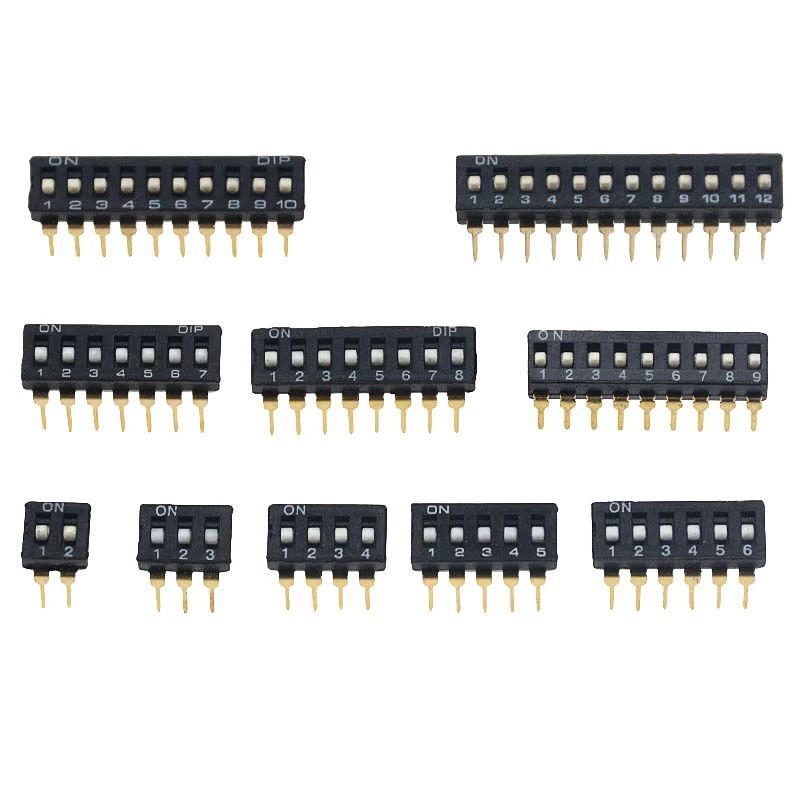 5PCS KI BLACK Gold 1/2/3/4/5/6/8 Position Bit DIP Switch Doule Row Pitch 2.54MM Slide Switches Dial Switch