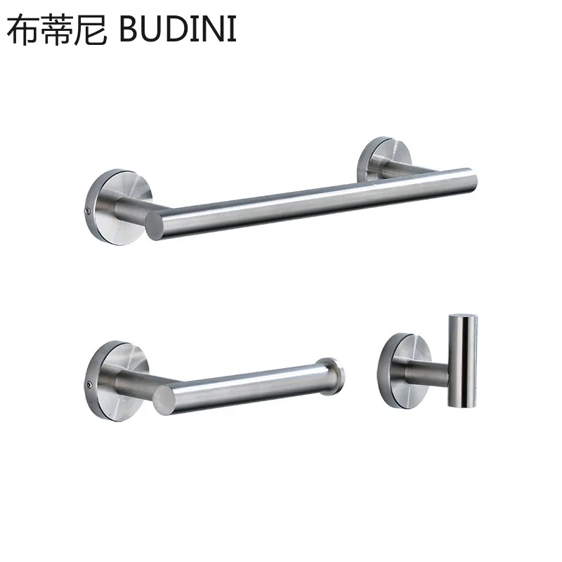 3PCS Stainless Steel Silver Black Bathroom Hardware Set Towel Rack Toilet Paper Holder Towel Bar Hook Bathroom Accessories