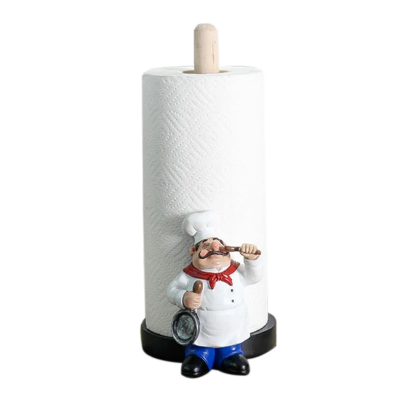 HOT SALE Resin Chef Double-Layer Paper Towel Holder Figurines Creative Home Cake Shop Restaurant Crafts Decoration Ornament