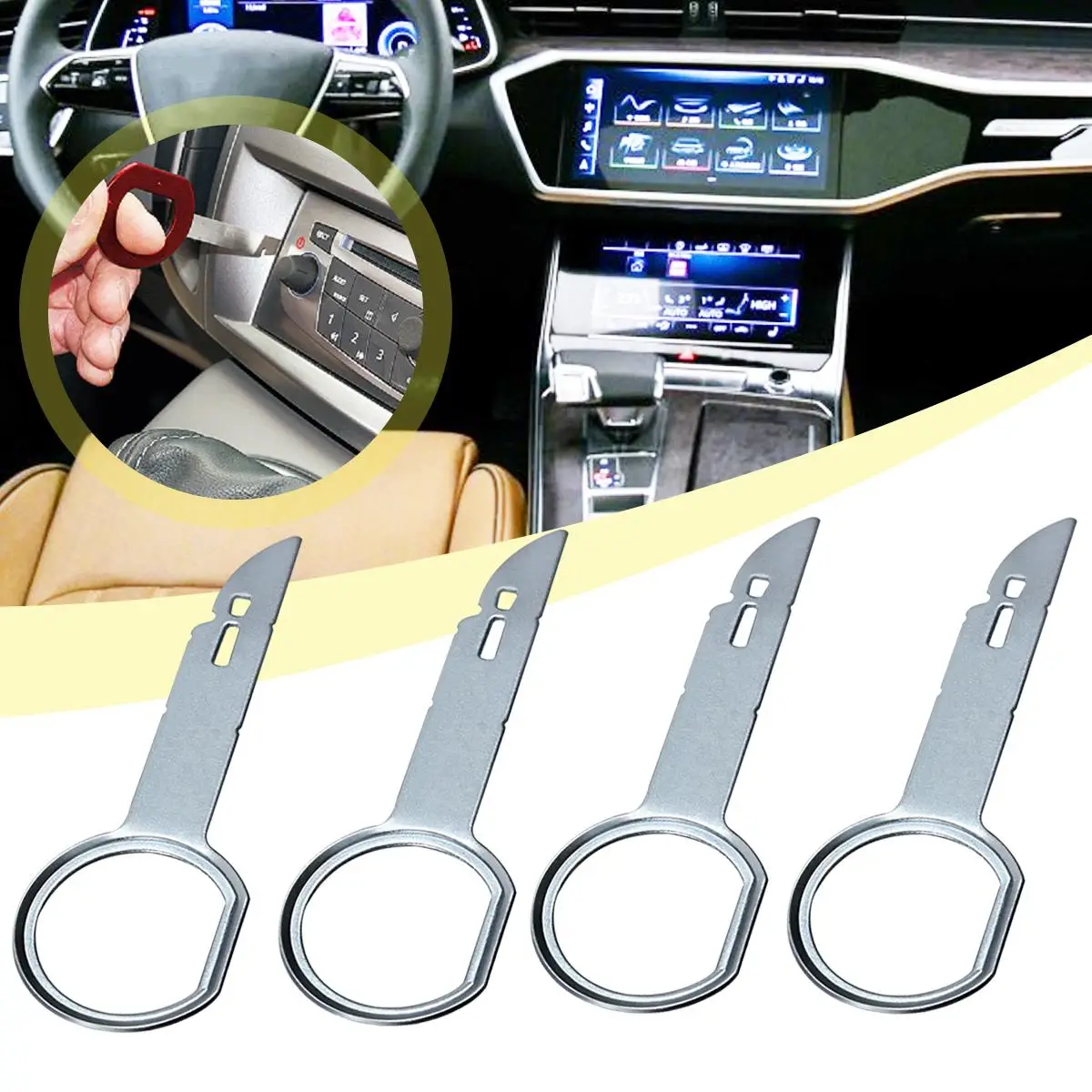 4pcs Car Radio Removal Disassembly Tool for AUDI S line A4 A3 A6 C5 Q7 Q5 A1 A5 80 TT A8 Q3 A7 R8 RS B6 B7 B8 S3 S4