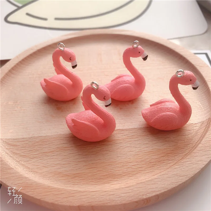 10pcs/pack Flamingo Resin Charms Craft Plastic Charms Earring Keychain DIY Jewelry Making 25x35mm