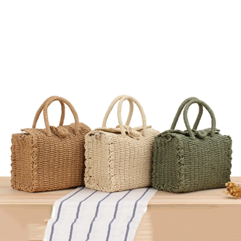 Bohemian Straw Shoulder Bags For Women Beach Handbags Summer Vintage Rattan Basket Female Casual Handmade Woven Crossbody Bags