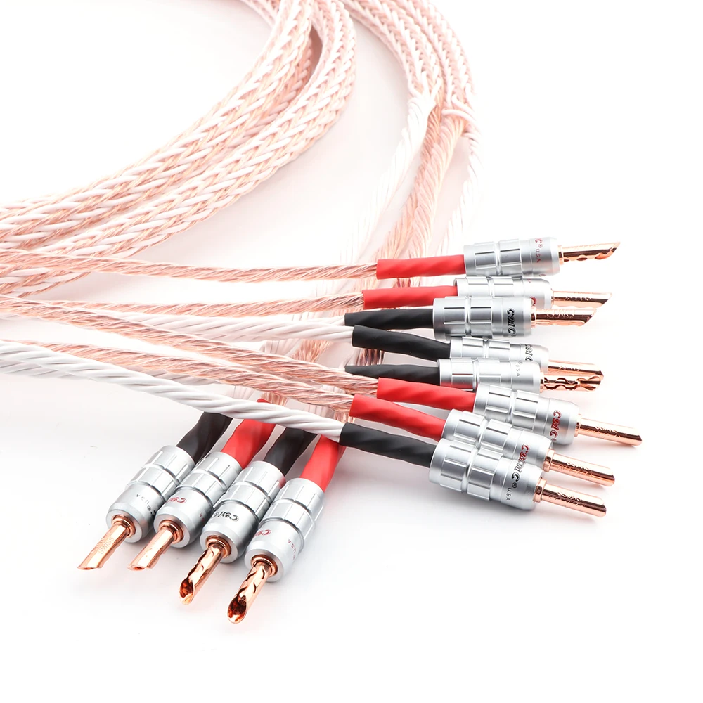 Paar 12TC Hifi-Lautsprecherkabel mit 2 Bananensteckern auf 4 Bananenstecker, 7N OCC Reinkupfer-Lautsprecherkabel, 15AWG Lautsprecherkabel – Detail 9