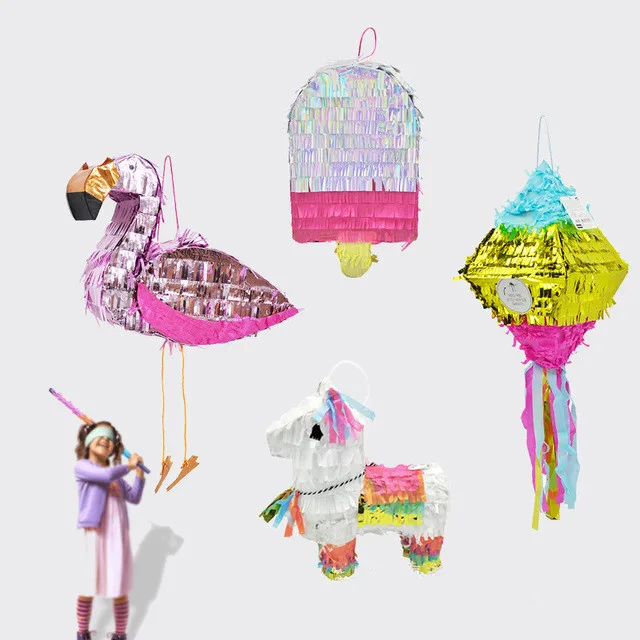 Flamingo Pinata New Year Party Decorative Sugar Filled Plaything Birthday Decoration Pinata Smashing Toy Kid Christmas New Year