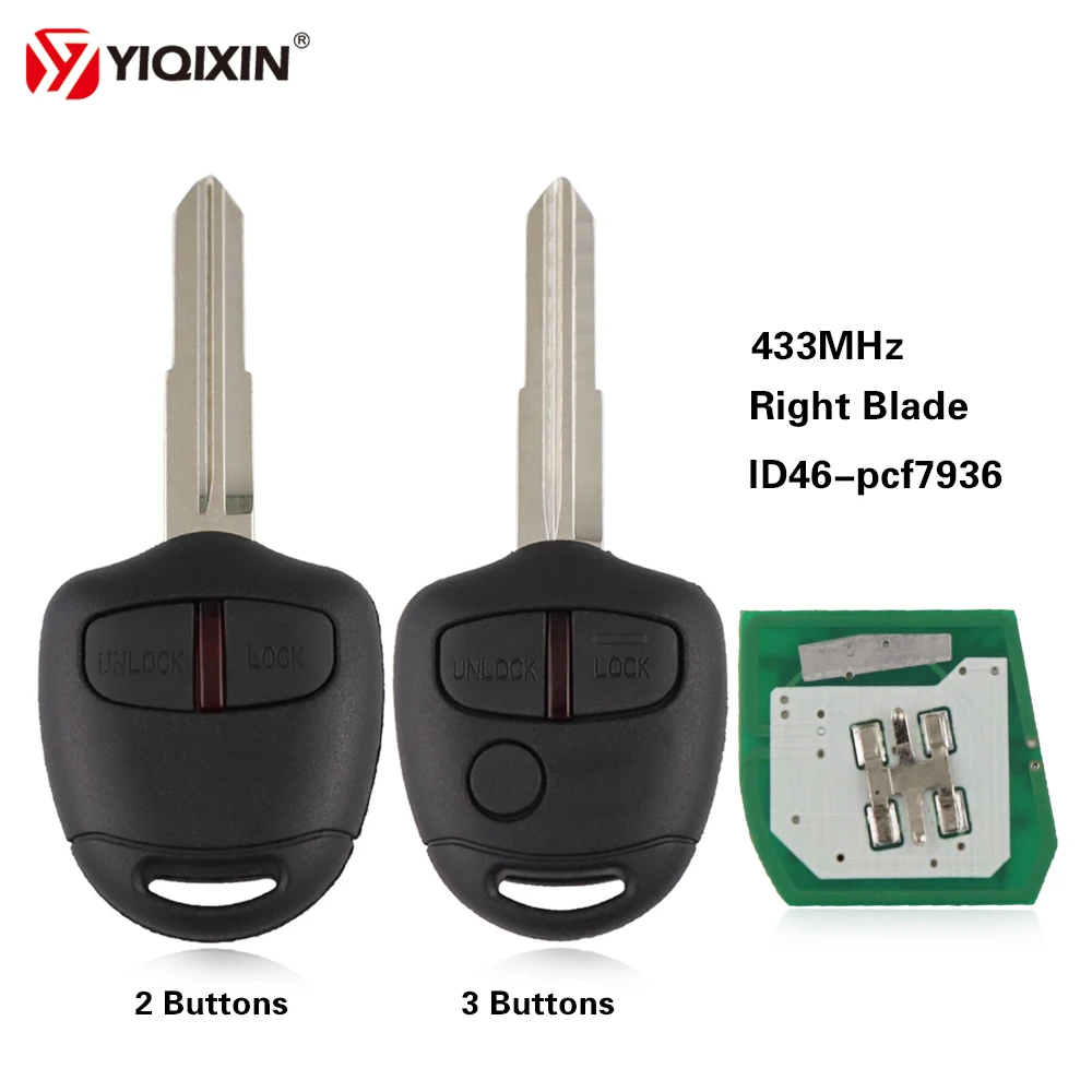 

YIQIXIN 2/3 Buttons Car Remote Key ID46 Chip 433MHz For Mitsubishi L200 Shogun Pajero Triton Key Control Auto Key Right Balde