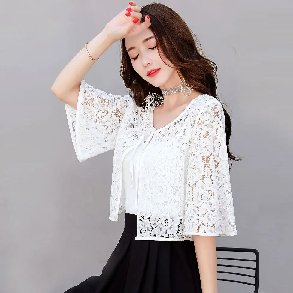 White Black Pink Lace Sunscreen Bolero Wedding Shrugs For Women Bridal Jacket Elegant Party Cape Dress Summer Top Shawls Wraps