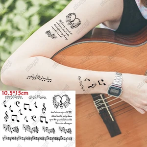 Waterproof Temporary Tattoo Sticker Black Arab Letter Note English Word Flash Tatoo Fake Tatto for Woman Men