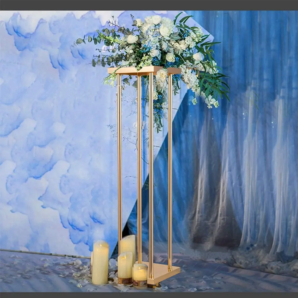 Metal Flower Vase Column Stand for Wedding, Centerpiece Decoration, Gold Color, New Style, senyu01275, 12Pcs