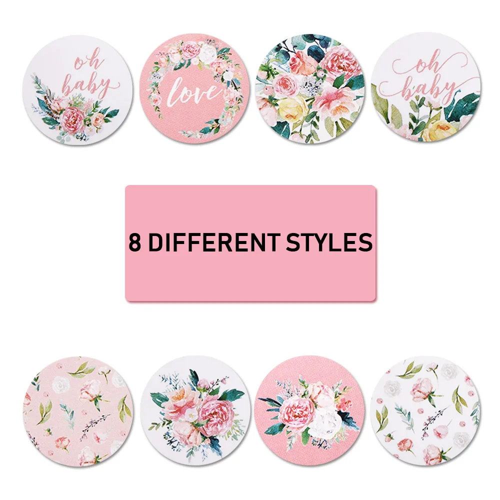 flower sticker 8 styles round labels sticker pink love floral stationery sticker for wedding party decoration