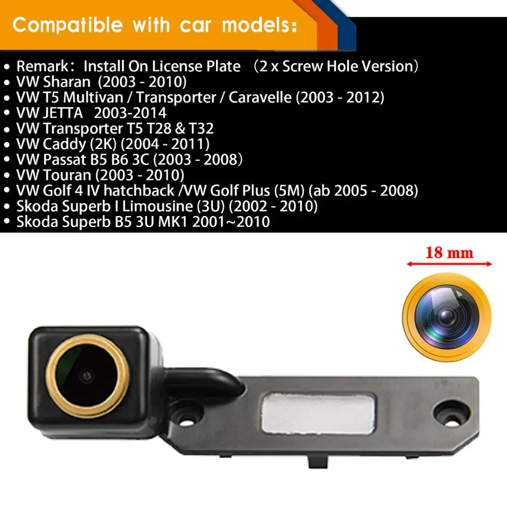 Misayaee Car Rear View Backup Camera for VW Sharan Golf Plus Golf MK4 R32 Passat T5 T28 T32 Touran CADDY Skoda Superb B5 3U MK1