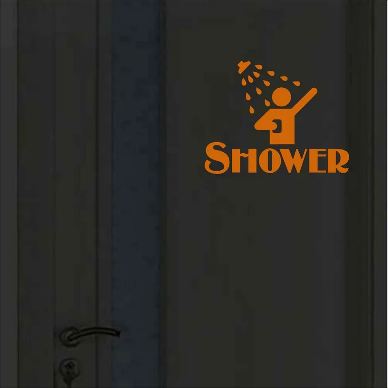 Funny Shower Room Door Sticker Glow in the Dark Bathroom Sign Wall Decal Toilet Washing Room Bath Room DIY Luminous Decoration
