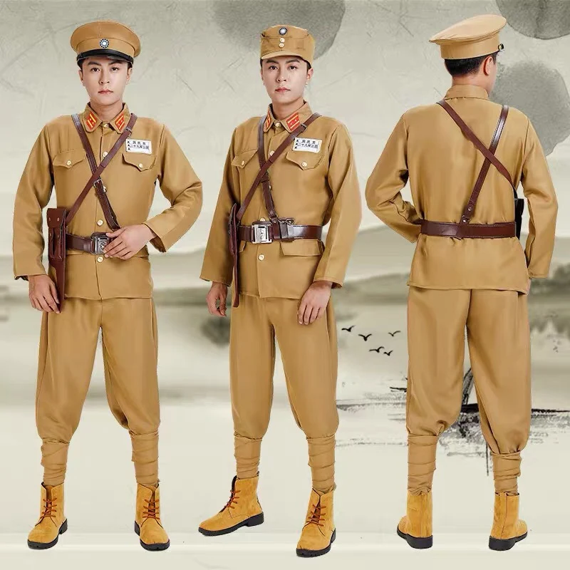 Kuomintang Cosplay Uniform Chinese Nationalist Party Soldier Officer Costumes Historical Clothing Military Uniform For Halloween