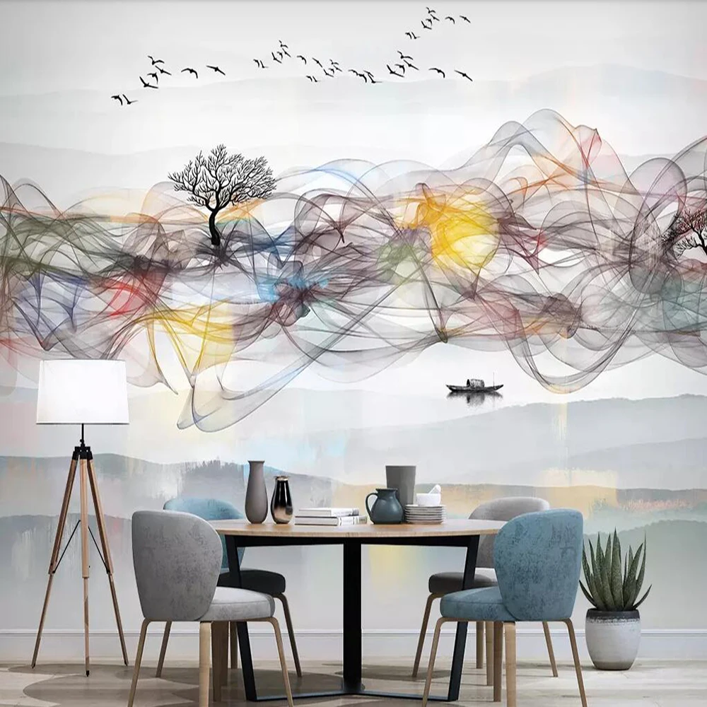 

Milofi custom wallpaper mural north original abstract ink smoke TV background wall decoration painting decorative wallpaper