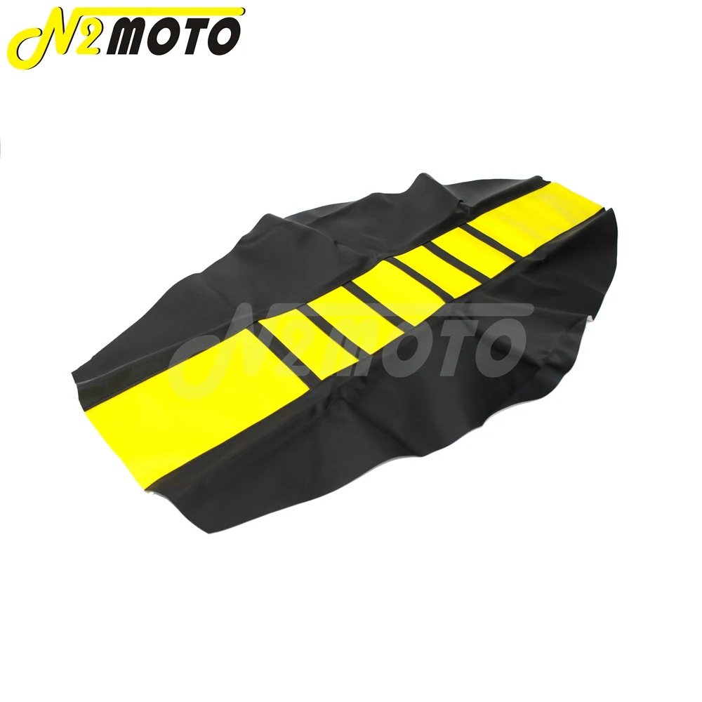 Black&Yellow RM 125 Seat Cover Motocross Enduro Ribbed Seat Cover Traction Gripper for Suzuki DR650 DRZ RMZ RM-Z 650 125 250 450