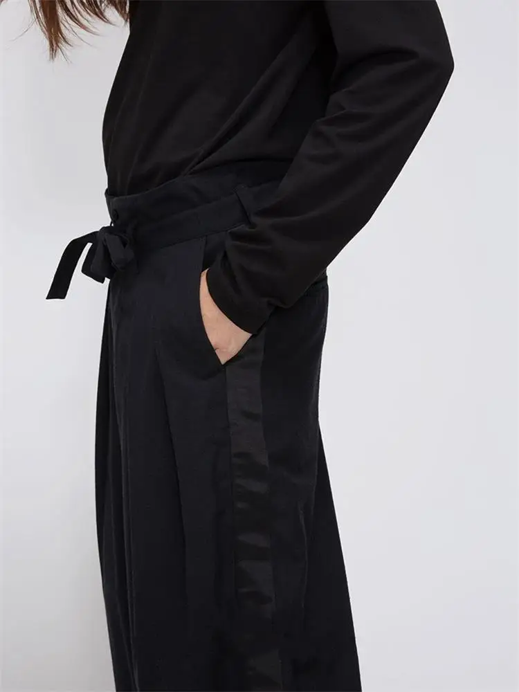 Men's Pant Skirt Casual Pants Wide Leg Pants Spring And Autumn New Black Loose Fashion Large Size Irregular Nine Minutes Pants