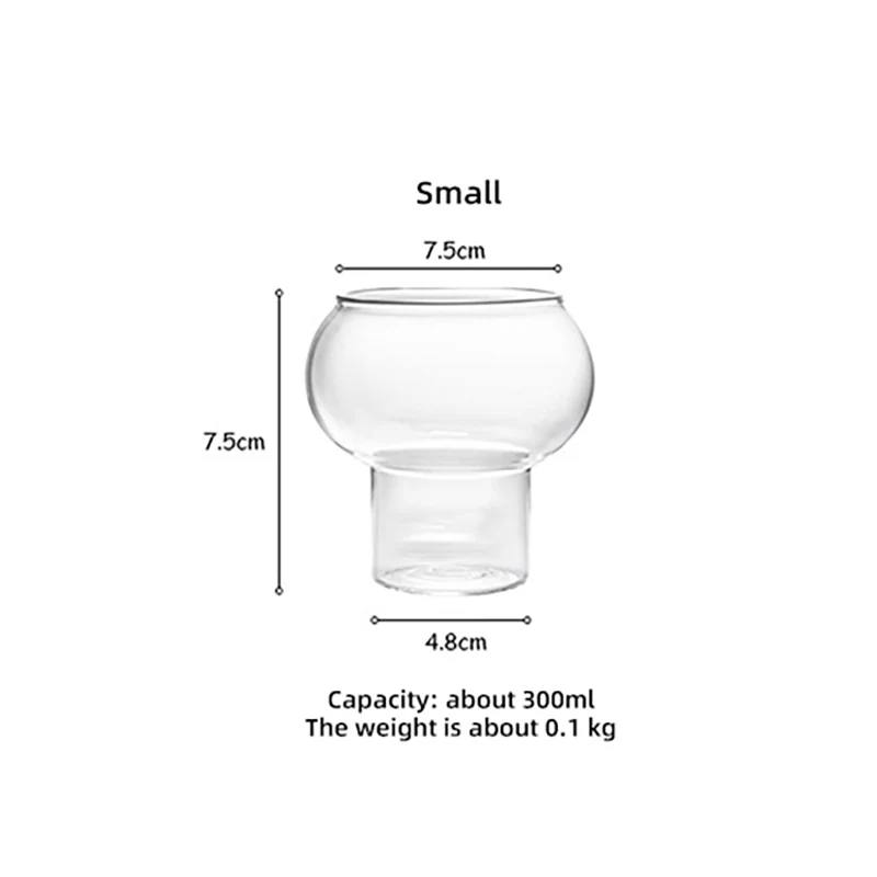 KEMORELA New Nordic Style Bar Cocktail Glass Coffee Mug Transparent Ball Yogurt Mousse Cup Ice Cream Dessert Cup Milk Shake Mug