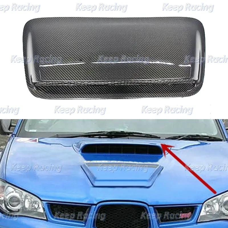 OEM Style Carbon Fiber Hood Scoop For Subaru 06-07 Impreza 9th GDC Glossy OE Air Vent Fibre Bonnet Duct Tuning Front Intake Part