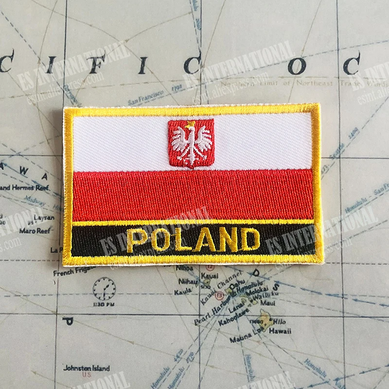 Poland With Eagle National Flag Embroidery Patches Badge Gifts Shield And Square Shape Pin One Set On The Cloth Armband Backpack