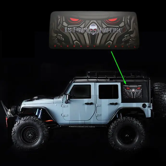 

MS 1/10RC simulation climbing car Wrangler TOPFIRE devil eye back side window stickers side window stickers AXIAL SCX10 II 90046