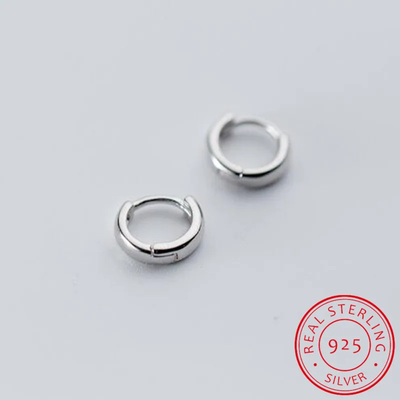 925 Sterling Sliver Loop Circles Wide Small Huggies Hoop Earrings For Women Girls Men Jewelry Anti-Allergic Aros Aretes Ohrringe