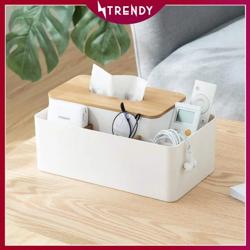 

Sunshine Xiaomi Tissue Box Holder Remote Control Cosmetic Makeup Storage Box Desktop Storage Case Storage Box Wood Cove