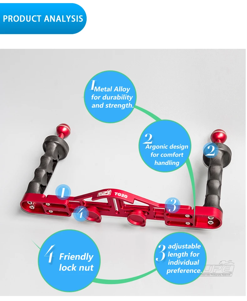 SUPE 스쿠버램프 알루미늄 합금 트레이 그립, 수중 스쿠버 다이빙 사진 액세서리, 라이트 마운팅 카메라 하우징, TG20