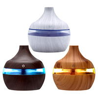 300ML Essential Aroma Oils Diffuser 5V Electric Humidifier Wood Grain Colorful Luminous Air Humidifier USB Mini Mist Maker