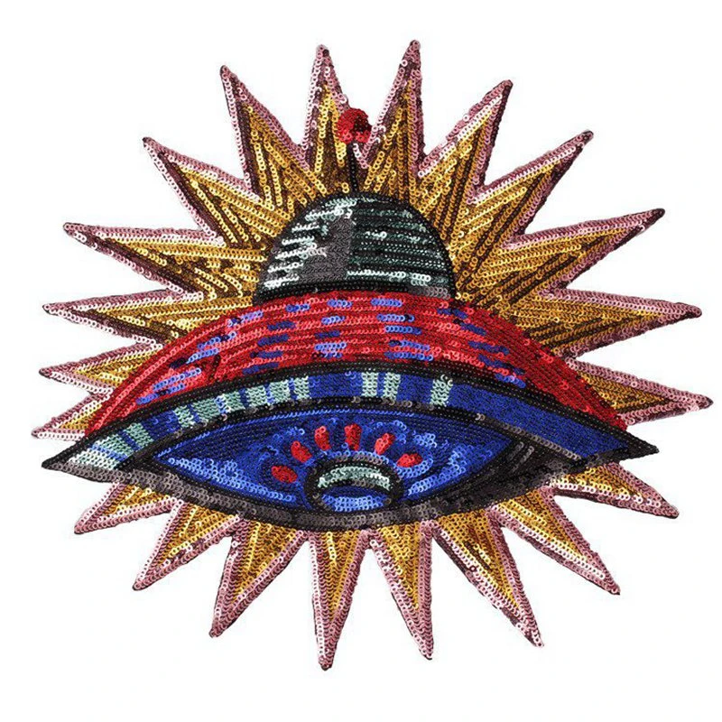 New Large UFO Patch Space Alien Patches Sewing Embroidered Applique for Jacket Clothes Stickers Badge DIY Apparel Accessories