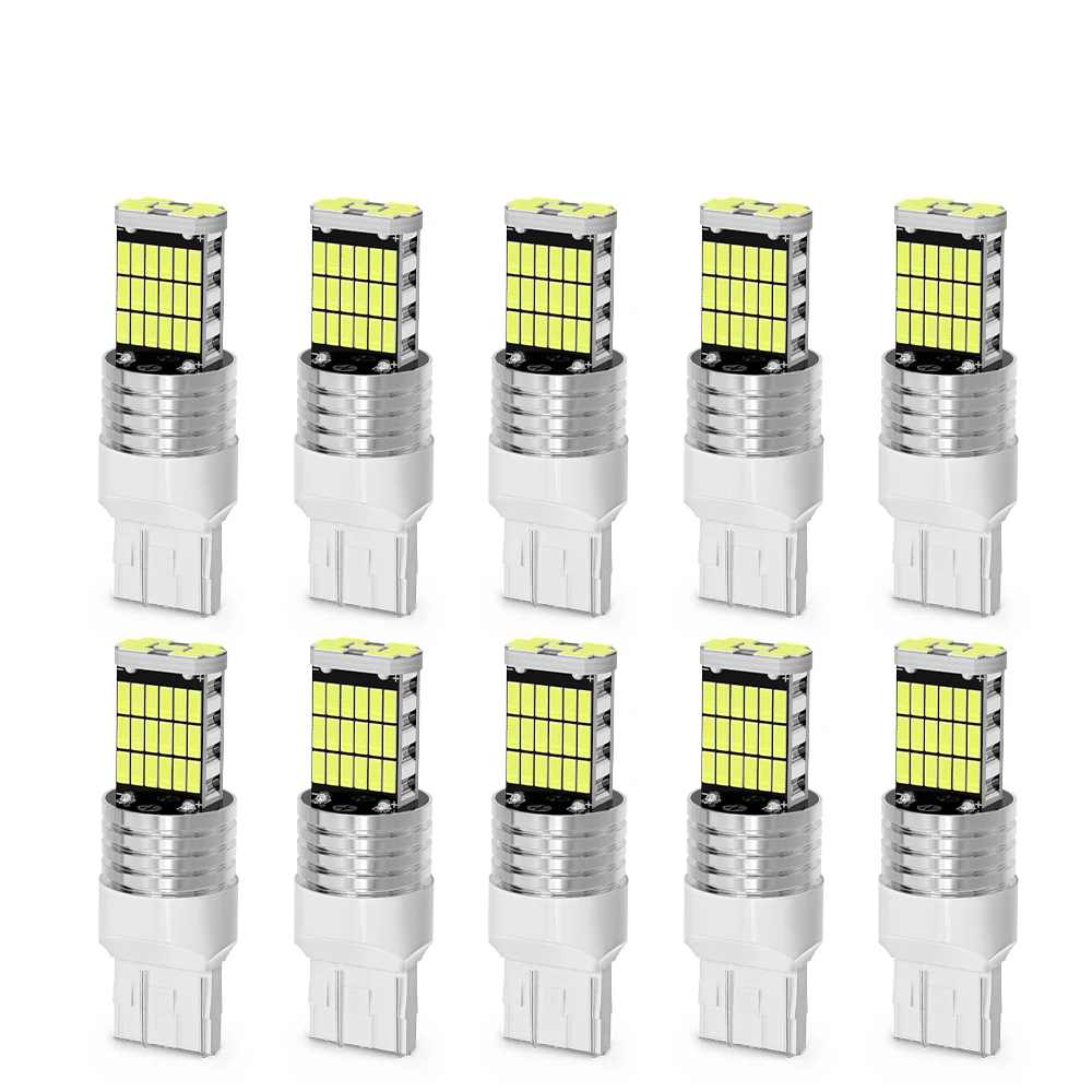 

10X 1156 BA15S P21W 1157 7443 светодиодный ные лампы высокой мощности 45 * 4014SMD 1200LM Canbus без ошибок для автомобильного фонаря заднего хода Белый Янтарный красный 12 В