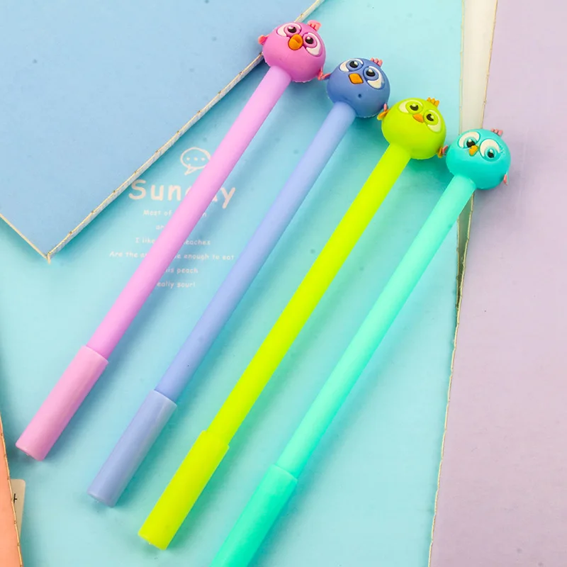 

50PCS Cartoon Creative Stationery Cute Bird Creative Gel Pen Candy-colored Water Pen 0.5mm Black Kawaii School SuppliesGel Pens