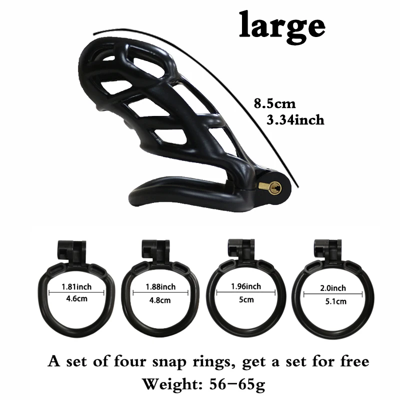 Moonuo Second generation Mini/Standard sizes Chastity Device Cock Cage with 4 Size Rings Erotic Urethral Brass Lock Sex Toys