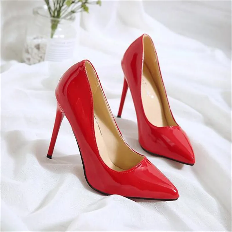 2024 Plus Size 34-44 HOT Women Shoes Pointed Toe Pumps Patent Leather Dress High Heels Boat Shoes Wedding Shoes Zapatos Mujer