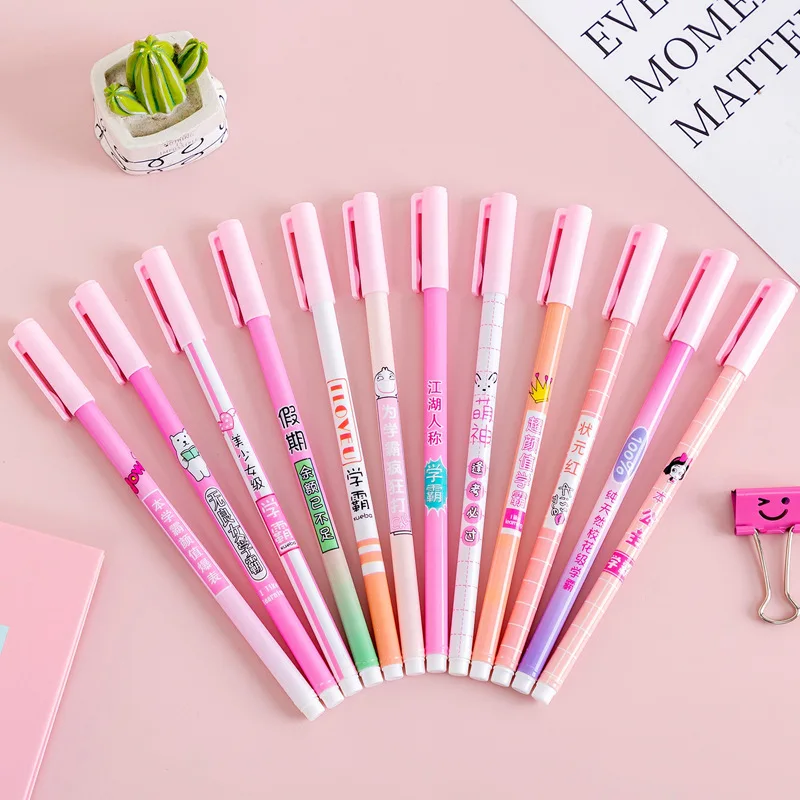 1pc Pink Girly Heart Creative PA Gel Pen Black Student Stationery Pen Wholesale