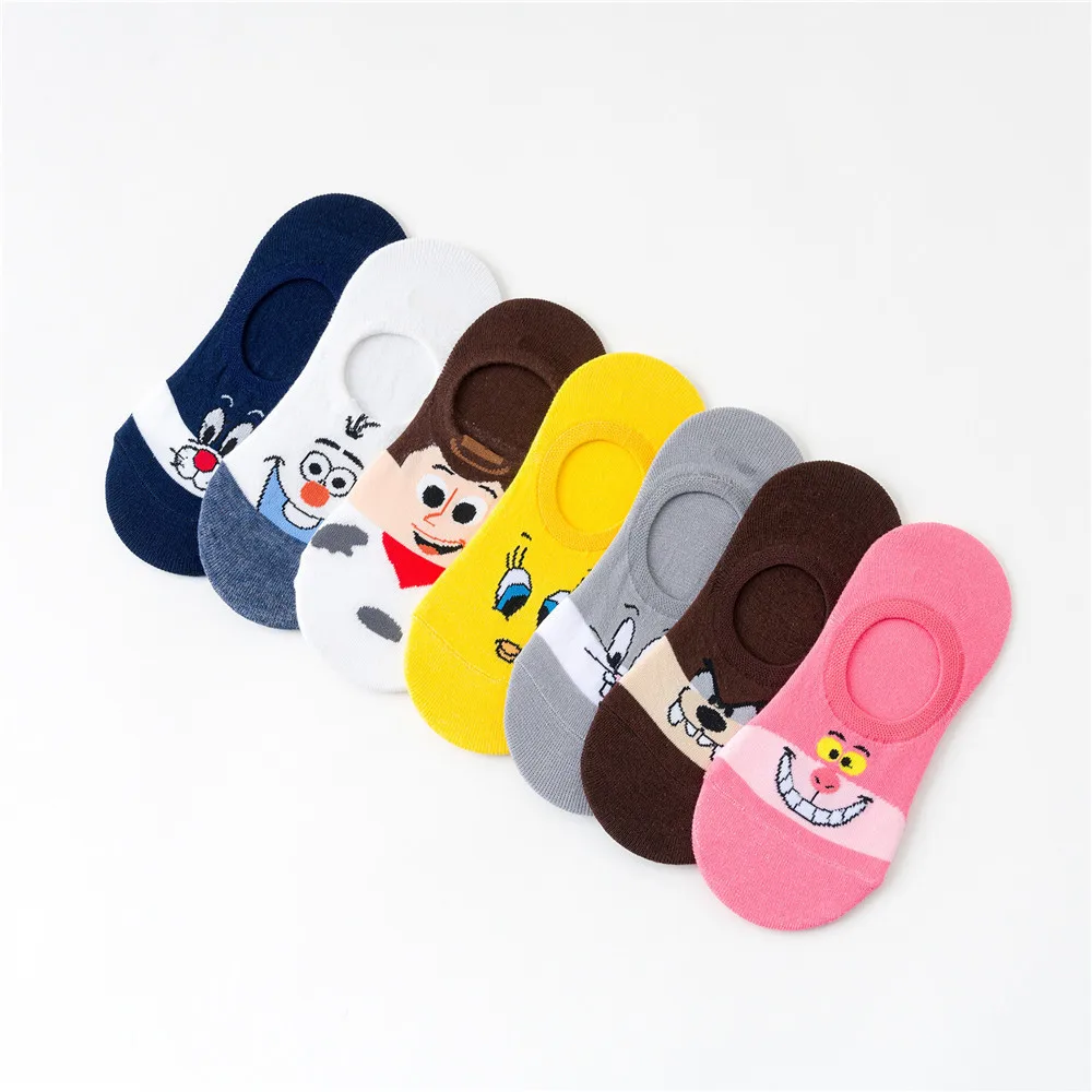 Anime Figure Disney Socks Mickey Minnie Mouse Women\'s Short Socks Girl Cute Lnvisible Cotton Ankle Cartoon Summer Anti Slip Sock