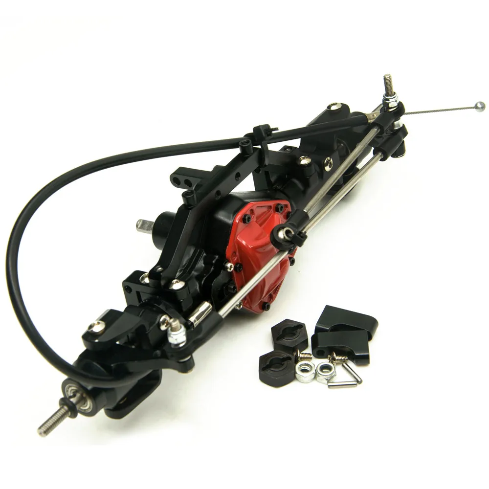 AXSPEED Metal Front & Rear Axle with 4WD Lock Heavy Duty Steering Linkage Kit for 1/10 RC Crawler Car Axial SCX10 Parts