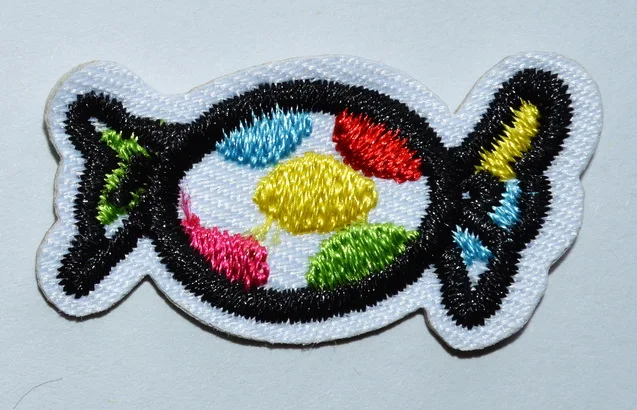 100x Candy - Sweet - Candy treat - Shimmery/Embroidered Iron On Applique Patch (≈ 4 * 2.3 cm)