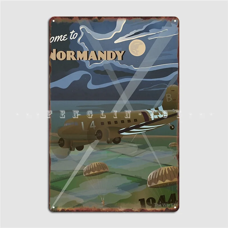 Normandy 1944 D-Day Travel Poster Metal Plaque Wall Cave Wall Classic Wall Decor Tin Sign Poster